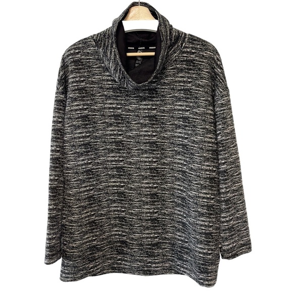 RBK Reebok Active Pullover‎ Marled Black Sweatshirt Turtleneck - Picture 1 of 7